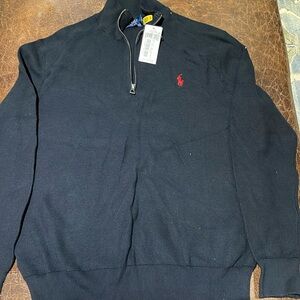NWT Polo Ralph Lauren Black quarter zip Size L
